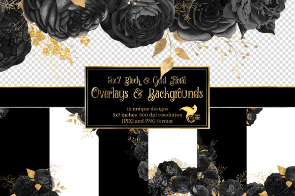 5x7 Black and Gold Floral Overlays: Elegant Design Tools for Your Creative Projects
