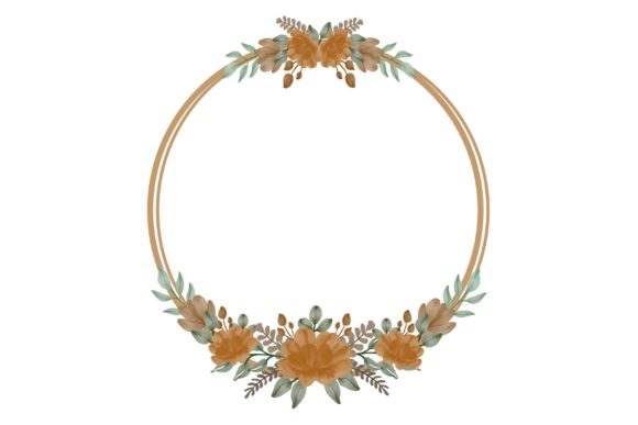 A Beautiful Watercolor Circle Frame with Orange Flowers