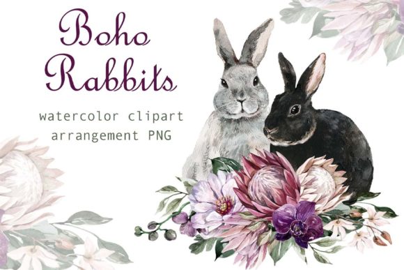 Add Charm with Watercolor Rabbits and Flowers