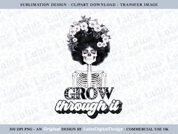 Gray Floral Skeleton Sublimation Design for Modern Creators