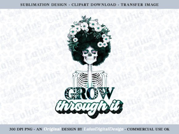 Jade Floral Afro Skeleton Sublimation: A Vintage Design for Modern Creation