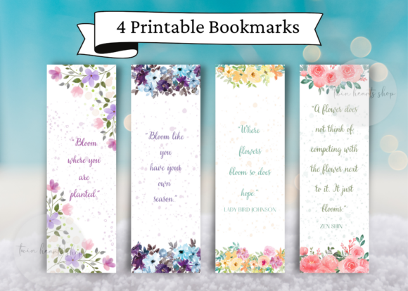 Printable Bookmarks: Watercolor Florals and Inspiring Quotes