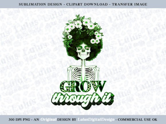 The Empowering Art of Lime Floral Afro Skeleton Sublimation