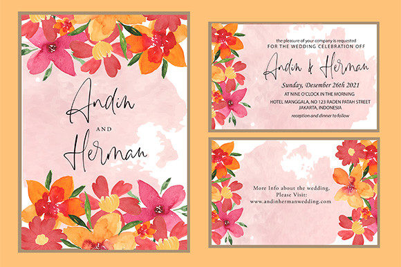The Orange and Red Floral Frame Watercolor Design