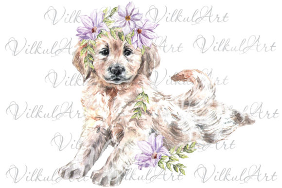 Unleash Creativity with Watercolor Floral Cute Puppy Designs